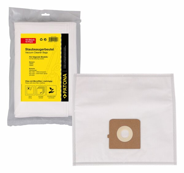 PATONA 10 Staubsaugerbeutel mehrlagig Vlies f. Bomann CB 950 Rowenta ZR-0039 RO 1700 RO 2100