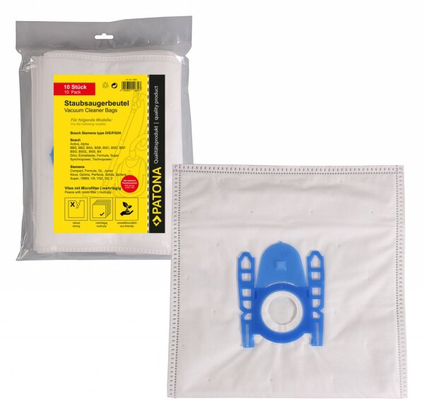 PATONA 10 Staubsaugerbeutel mehrlagig Vlies inkl. Microfilter f. Bosch Typ D E F G